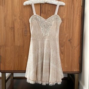 FREE PEOPLE tulle chain embellished lace mini dress tunic